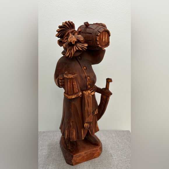 Rare Vintage WOOD HAND CARVED BARTENDER INNKEEPER FIGURE
STATUE SCULPTURE - Picture 10 of 11